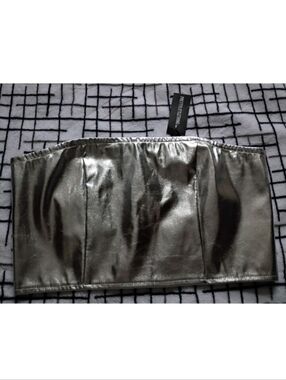 PrettyLittleThing SHAPE Size 6 Silver Crop Top Bandeau New Measurements In Descr